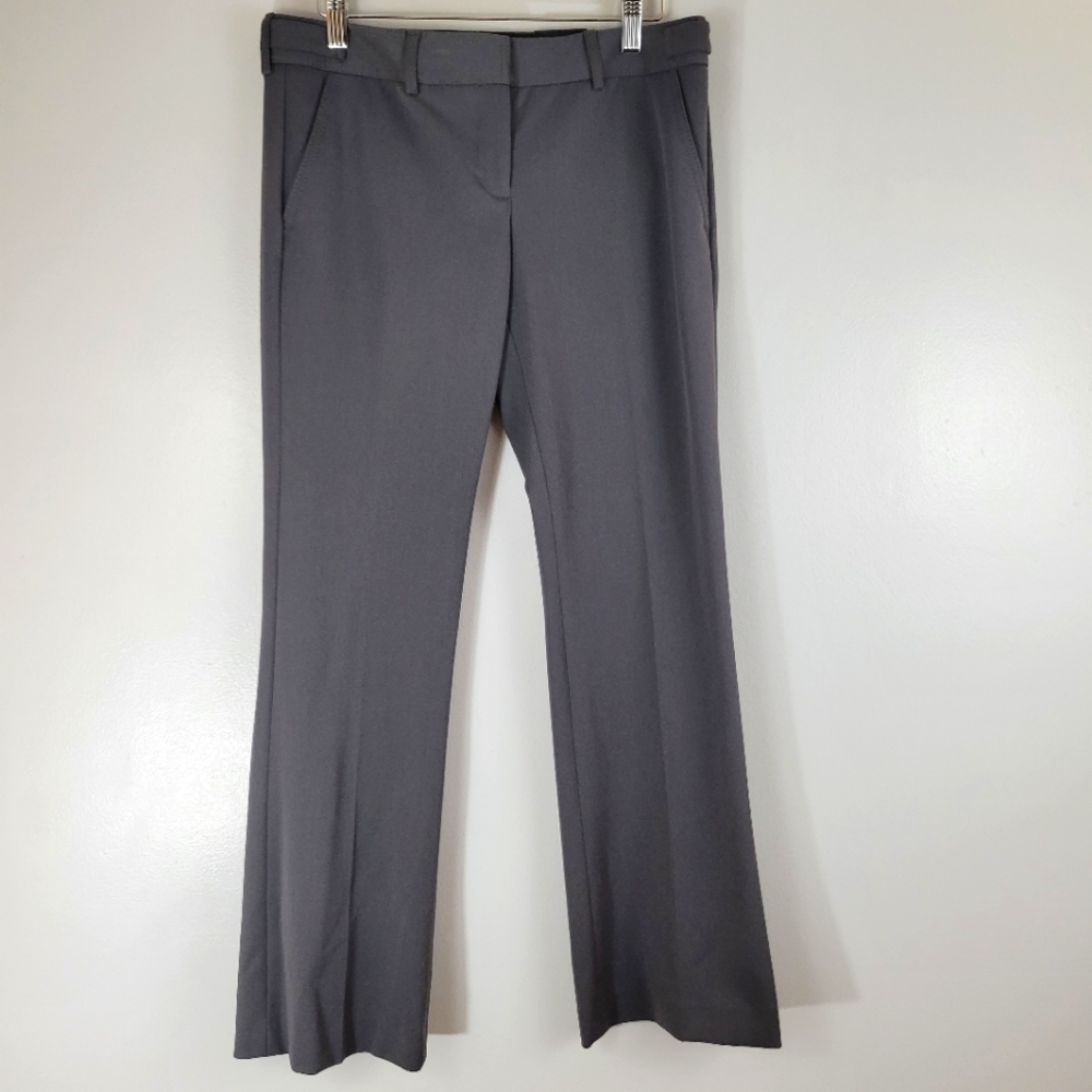 EXPRESS Columnist Studio Stretch Slim Flare grey low rise career office pants